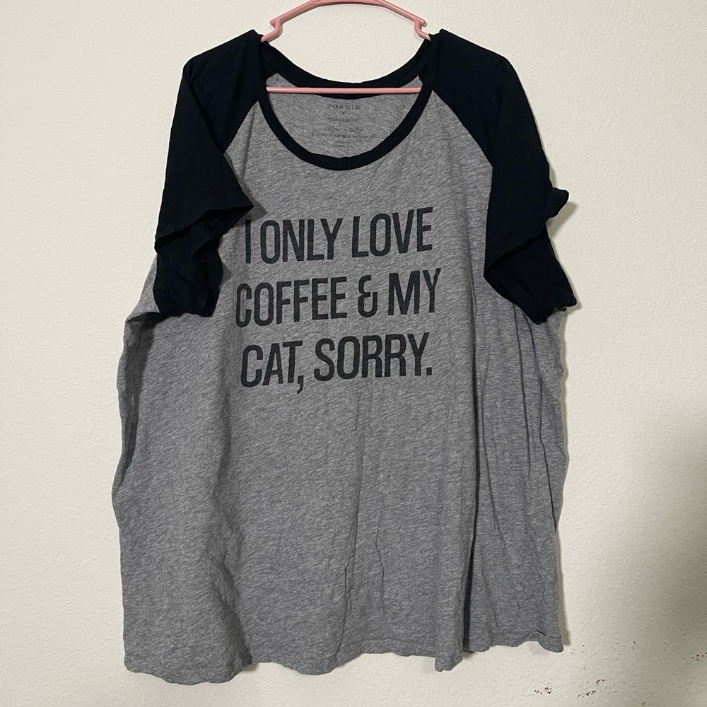 TORRID Coffee & Cat Gray Raglan Tee Size 4